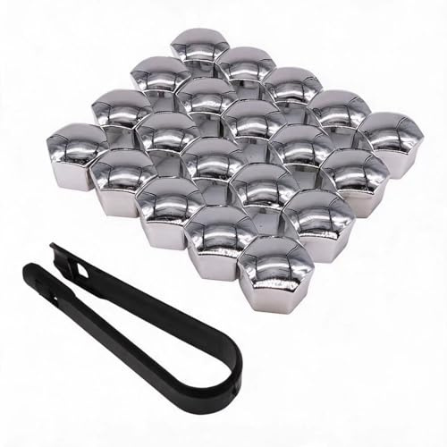 Cubre Tornillos Rueda para Volvo V40 R-Design (2013–2016), Tapa de Tuerca Cubiertas Hexagonales Neumáticos Llantas Tapones Pernos Coche Protector,A Silver-17mm