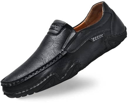 Tobysper Mocassins pour homme - Chaussures décontractées - Tendance - Classiques - En cuir - Sans lacets - Confortables - Chaussures d'été antidérapantes - Chaussures d'affaires pour homme, Noir , 44