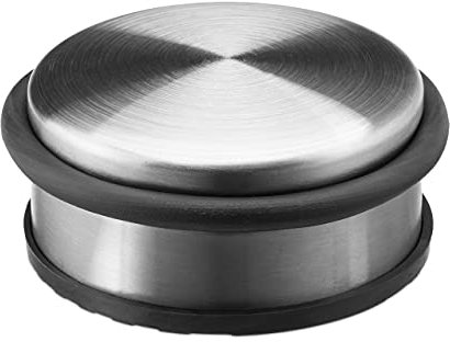 Relaxdays 6X Türstopper, Türpuffer, Türdämpfer, Edelstahl, flach, schwere Türen, Gummi-Schutz, HBT: ca. 4,5 x 10 x 10 cm, Silber