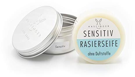 Rasierseife Sensitiv von Haslinger, 60g, in der Dose