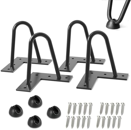 4pcs Pieds de table en épingle à cheveux-4 pouces pieds de table en métal bricolage pour Heavy Duty-Parfait pour meuble, meuble TV, tiroirs, table de chevet, est livré avec vis et protecteurs de sol