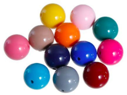 50 Stück Acrylperlen bunt, Kunststoffperlen glänzend 14mm, Lochung 1,5mm, zum basteln, Perlen, Schmuckherstellung, DIY-Arbeiten, Schmuckperlen zum auffädeln
