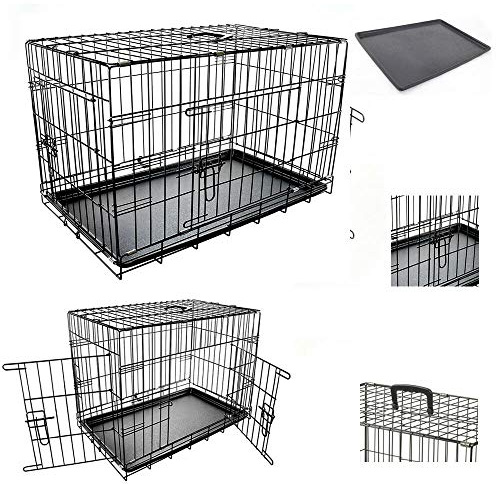 TAHA ® Dog Pet Training Transport crate Fold Flat cage Removable Tray Medium 30