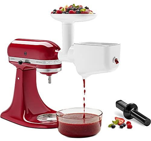 KitchenAid Accessoire Hachoir à Viande et Moulin à Légumes et Fruits Set - 5KSMFVSFGA - Hachoir à Légume - Presse purée pour Robot Pâtissier - Blanc