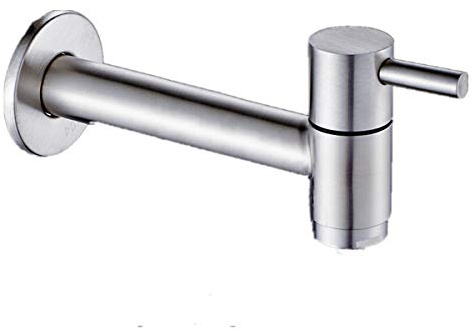 Kaltwasserhahn aus Edelstahl, Wandmontage, Waschbecken, Wasserhahn, Gartenmopp, Pool, Außenhähne, poliert, 16,5 cm lang