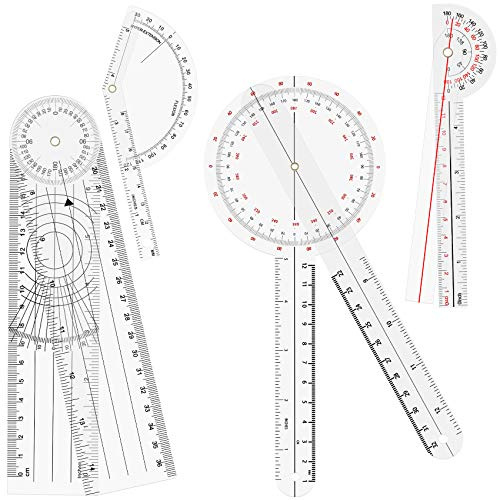 OIIKI 4 st goniometer-set, inklusive fingergoniometer, 15 cm goniometer, 180 grader 6 tum goniometer, 8 tum ryggradsgoniometer
