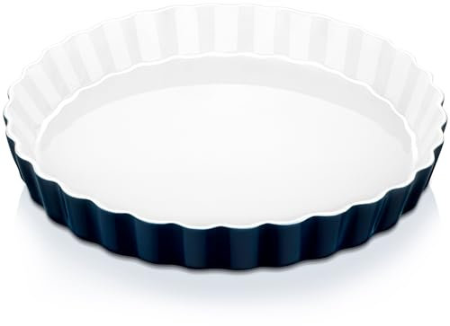 LOVECASA Molde Redondo para Hornear Quiche y Tarta, 1100ml 27,5cm Fuente de Horno de Porcelana