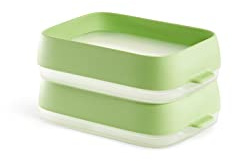 Lékué Set Seal Trays, wiederverwendbares Aufbewahrungsbehälter, 2 Stück, grün, 22x15x5 cm