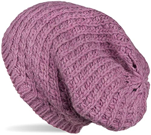 styleBREAKER Unisex Grobstrick Beanie Mütze Slouch Passform | Eng anliegend, elastische 17 cm Bundweite, 27 cm Gesamthöhe, wärmendes Winter-Gewebe, dehnbar für 45-58 cm Kopfumfang.
