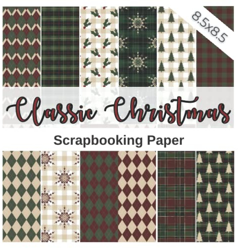CLASSIC CHRISTMAS: Scrapbooking paper | Xmas tartan and checkered patternes decorative papers set in green and red | Cozy Christmas tree craft paper ... junk journals, collage, scrapbooks, and more