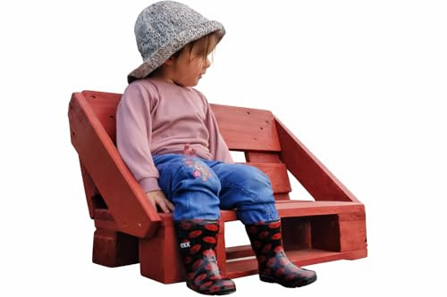 Kindersitzbank Garten wetterfest Palettenbank Kinder Gartenbank Holz Sitzbank outdoor klein rot Balkon Maße: 72 x 39 x 44 cm Kindermöbel Palettenmöbel