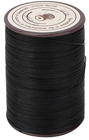 Tiiyee Filo Cerato, Cordoncino Cerato Cucire Pelle da 0,45 Mm Riparazione Scarpe Rilegatura Libri Fai Corda Piatta Progetti Cucitura Poliestere Rivestito Bracciali Impiegh Per Artigianale (Nero)