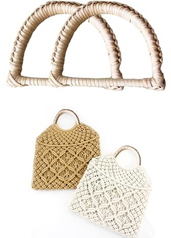 Spldsun 2 Pezzi Borsa Manici Ricambio, Borsa Maniglia, D Forma Borsa Maniglie, Accessori DIY Ricambio per Portafogli, Borsette, Borse Spiaggia, Cestini (14 cm)