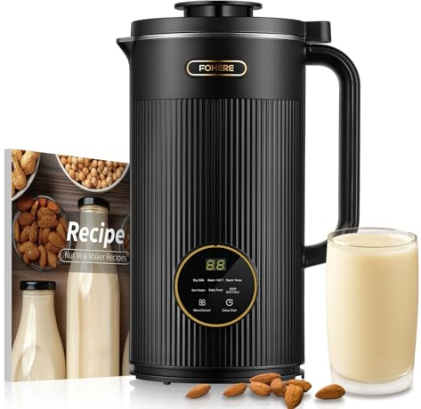 FOHERE 35oz Nut Milk Maker Machine - Automatic Plant-Based Milk Maker for Homemade Almond, Oat, Soy & Vegan Milk | 6-in-1 Dairy-Free Beverage Maker with 12H Smart Timer & Self-Cleaning