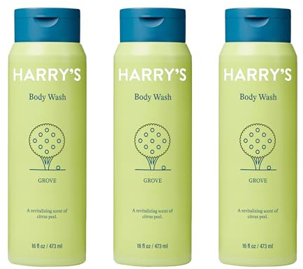 Harry's Body Wash Shower Gel for Men - Grove Scent - (3 Pack) 16 fl oz - Sensitive Skin Body Wash - No Parabens, Sulfates, or Dyes