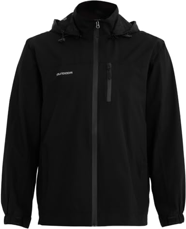 Halfword Chaqueta Hombre Softshell Exteriores Cortavientos Capucha Impermeable Senderismo Acampada Marcha Negro XL