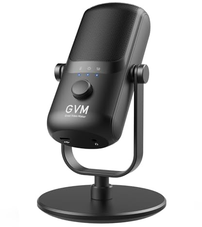 GVM Microphone dynamique, XLR/USB, enregistrement de baladodiffusion, microphone PC pour diffusion vocale vocale, micro en métal de studio avec micro mute, prise casque, contrôle du volume, micro