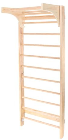 Toboli Sprossenwand in Holzoptik 220 cm, Sproßenwand bis 150kg mit höhenverstellbarer Stange, Turnwand für Kinder und Erwachsene