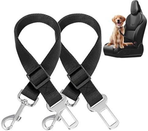 2 Pcs Dog Car Seat Belts Adjustable Seatbelt Harness Strap for Dogs Nylon with Secure Clip-On Design Comfortable Pet Travel Gear for Pet