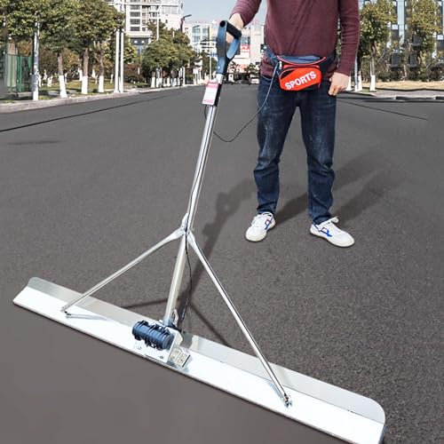 Betonestrich-Vibrationsset, 150-cm-Blatt-Estrich-Betonbearbeitungs-Vibrationswerkzeug, mit Schutzblech und Hüfttasche, 9000-mA-Batterie, stufenlose Geschwindigkeitsregelung, Edelstahl, Breite 8 cm