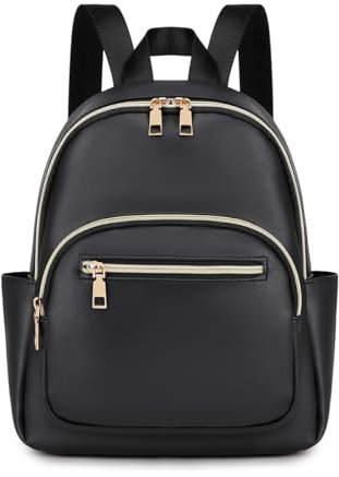 JIANLINST Rucksack n Klein PU Leder Cityrucksack Mini Rucksacktasche Wasserdicht Tagesrucksack Frauen Kleiner Tasche Daypack (Schwarz)