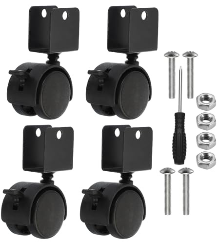PATIKIL 2 Swivel Caster with 7/9 U Bracket, 4 Pack 360° Rotation Swivel No Noise Wheel with Brake Total 132 Lbs Locking Caster for Furniture Legs