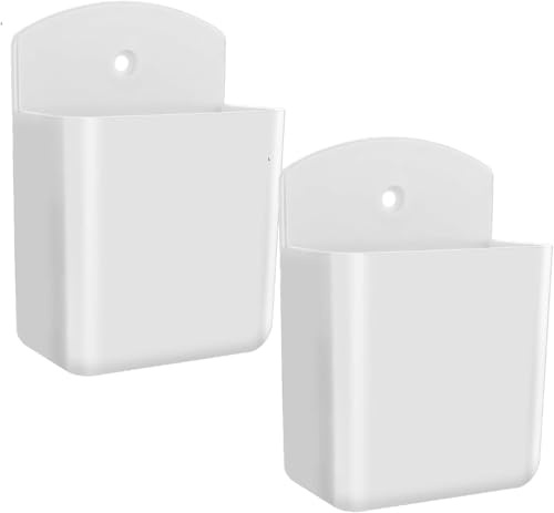 Oykrueats 2 Stück FernbedienungHalterung Selbstklebender Stiftehalter Wand Organizer Box Multifunktion Weiß Halterung für Zuhause, Büro, Schule