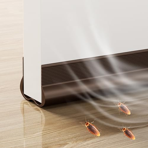 Lonwiner Joint de Porte en Caoutchouc, Calfeutrer Bas de Porte, Joint Inférieur Isolation Insonorisé Anti-poussière (Marron, 93cm)