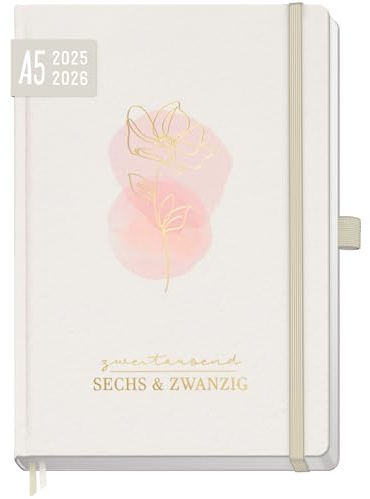 Häfft-Timer Deluxe 2025/2026 A5 (Aug 25 - Sep 26) Hardcover Schülerkalender Soft Flower Schulplaner, Schülerplaner, Studienplaner, Semesterplaner - nachhaltig & klimafreundlich