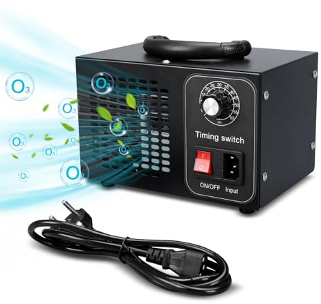 Roadtime Ozongenerator för hemmet 6 0 000 mg/h ozonenhet, bärbar O3 luftrenare med 60 minuters timer, fungicid luktneutralisator för kontor, hem, bil