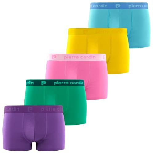 Boxershorts für Herren, Baumwolle, natürliche und hypoallergene Boxershorts (5 Stück), Violett/Rosa/Blau/Grün/Gelb, M