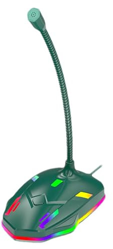 Micrófono de PC,Micrófono para PC - para ordenador portátil con condensador de escritorio,Diseño de cuello de ajustable de 360 grados, micrófono USB para, Plug & Play, tecnología de eliminación