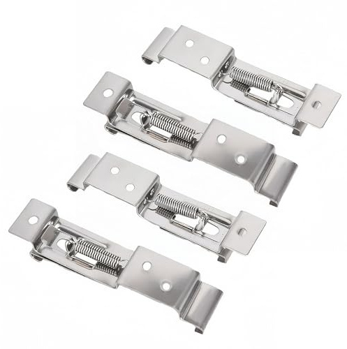 4 Pcs number plate holder for Trailers, Stainless Steel Bracket with Spring Loaded Clips, Durable Frame Number Plate Holders for Caravans and Trailers, Heavy Duty Steel Construction