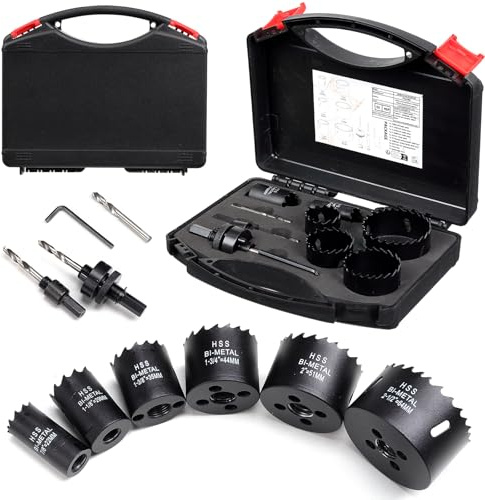 Hole Saw Kit 22mm-64mm, Metal Hole Saw Set 6pcs, Hex Shank Circular Drill Bits Hole Cutter for Punching Round Holes on Ceiling Board, Acrylic Panel, Metal Plate