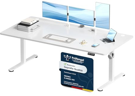 Devoko Elektrisch Höhenverstellbarer Schreibtisch 180 x 80cm,Weiß | Schreibtisch Höhenverstellbar Tisch, Steh-Sitz Bürotisch, Computertisch mit Memory-Funktion, Stehpult, Standing Desk