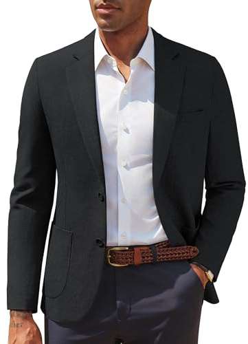 PJ PAUL JONES Sakko - Giacca sportiva da uomo, doppiopetto, taglio regolare, Nero , XL