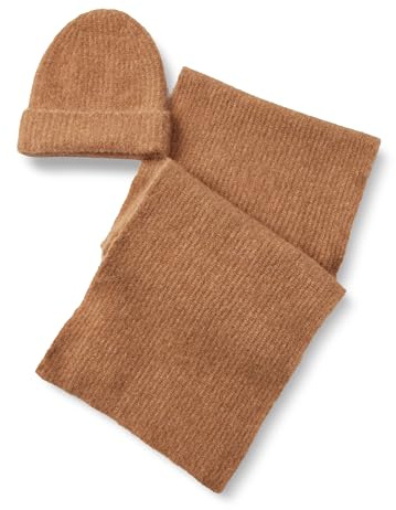 Amazon Essentials Set Sciarpa e Berretto in Finto Mohair UnisexUnisex - Adulto, Camel Heather, Taglia unica