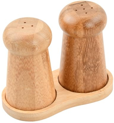 Set Sale e Pepe in Bambù con Design a Forma di Fungo, Contenitore Elegante e Funzionale, Facile da Riempire e Resistente, per Abbellire la Cucina