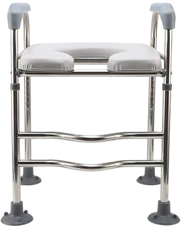 Sedile WC rialzato con maniglie, sedile WC rialzato con manici e sedile imbottito, altezza regolabile, sedile WC rialzato per anziani, donne incinte e disabili