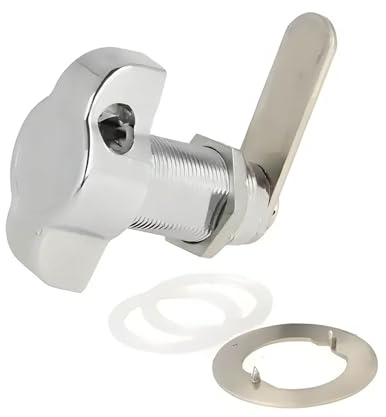 Gedotec Spindschloss aus Metall - Chrom poliert DIN Links - Ø 19 x 25 mm - Drehriegelschloss für Vorhängeschloss Ø 5 – 7 mm - Spind-Türschloss für Metallschränke, Holzschränke, Schließfachgriff 300