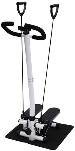 Fitness Stepper Mini Stepper con manillar, bicicleta estática hidráulica con bandas de resistencia, pantalla LCD, altura ajustable, silencioso, para piernas, brazos, glúteos, hogar, oficina