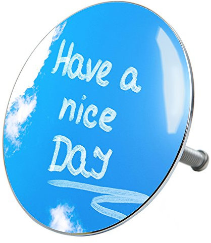 Sanilo Badewannenstöpsel Have a Nice Day, Stöpsel für die Badewannen deckt den kompletten Abflussbereich ab, universal mit Motiv