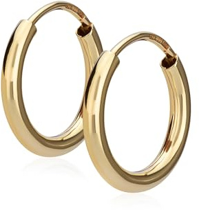 NKlaus Creolen 585 Gelbgold 14 Karat rund 13mm Rohrstärke 1,8mm 2 Stück | Als Geschenk für Sie und Ihn geeignet
