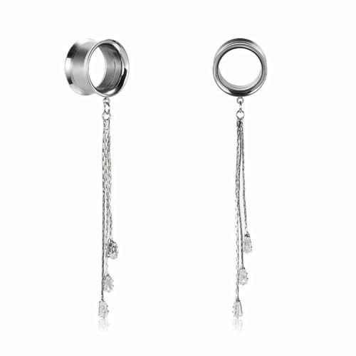 COOEAR Fashion Gauges für Ohren Double Flared Tunnel Dangle Chain Expander Stretchers Ohrringe 6mm bis 25mm.