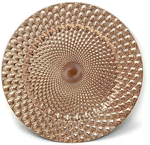 allgala 13-Inch 6-Pack Heavy Quality Round Charger Plates-Peacock Rose Gold-HD80363