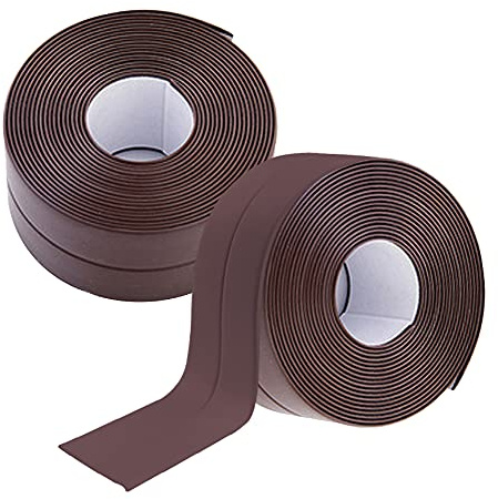 Zhongtou 2 Stück Dichtband Selbstklebend Wasserdichtes Klebeband Braun PVC 22 mm x 3,2 m Dichtungsband für Küchenarbeitsplatte Badezimmer Toilette