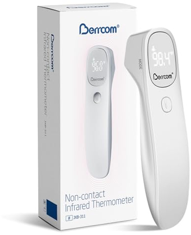 Berrcom Non Contact Infrared Thermometer Digital Forehead Thermometer for Adults and Kids Temperature Thermometer 3 in 1 with Fever Alert Touchless Baby Thermometer Large LED Display