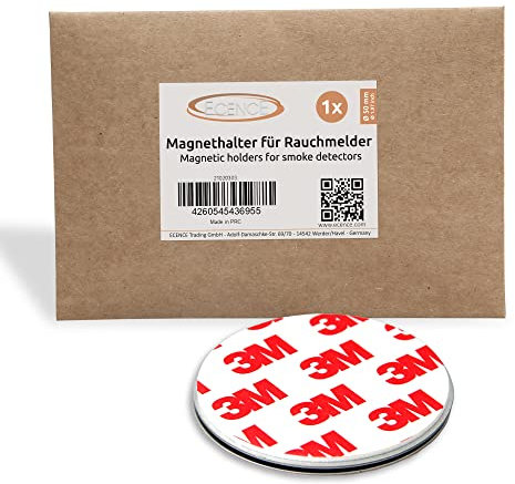 ECENCE 1pcs Magnetic Smoke Detector Mount Magnetic Adhesive Pads For Smoke Alarms Ø 50mm - Fast & Safe Mounting - No Drilling Or Screws - Fire Protection - Installation Tool
