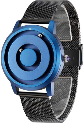 EUTOUR Uhren Herren Herrenuhr Magnet Uhr kein Glas Kugellager Quarz Armbanduhr für Männer mit Silikon/Edelstahl Mesh Armband-40mm