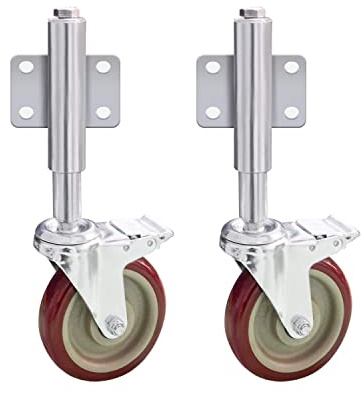 uyoyous 2 Stück Torrad, 12,7 cm, federbelastete Torrollen, Rollen, robuste einziehbare Lenkrolle mit Bremse, 100 kg Tragkraft für Garten, Holz, Tor, Hof, Zaun